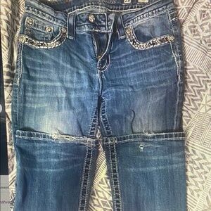 Women's Blue Embellished Jeans